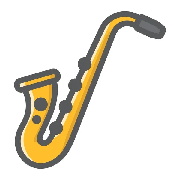 Saxophone riempito icona contorno, musica e strumento, grafica vettoriale segno jazz, un modello di linea colorata su uno sfondo bianco, eps 10 . — Vettoriale Stock