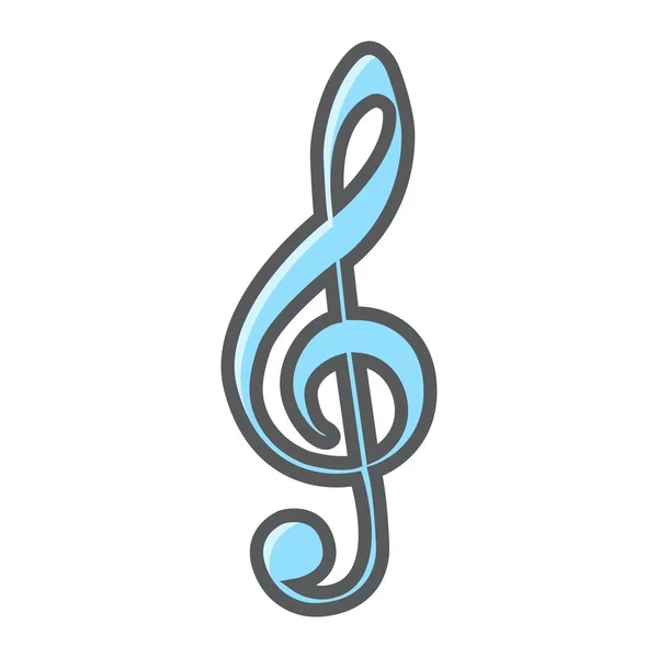 Icône de contour remplie de Clef d'aigu, musique et instrument, graphiques vectoriels de signe de note, un motif de ligne coloré sur un fond blanc, eps 10 . — Image vectorielle