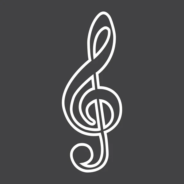 Icône de ligne de Clef d'aigu, musique et instrument, graphiques vectoriels de signe de note, un modèle linéaire sur un fond noir, eps 10 . — Image vectorielle