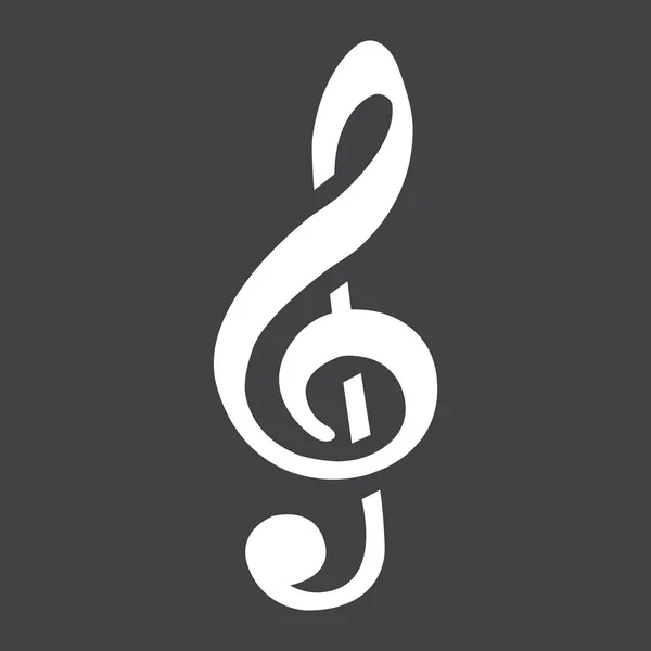 Icône de glyphe de Clef d'aigu, musique et instrument, graphiques vectoriels de signe de note, un modèle solide sur un fond noir, eps 10 . — Image vectorielle