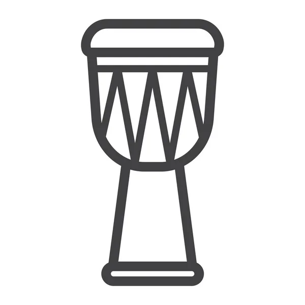 Africano Djembe Drum ícone de linha, música e instrumento, sinal de som gráficos vetoriais, um padrão linear em um fundo branco, eps 10 . —  Vetores de Stock