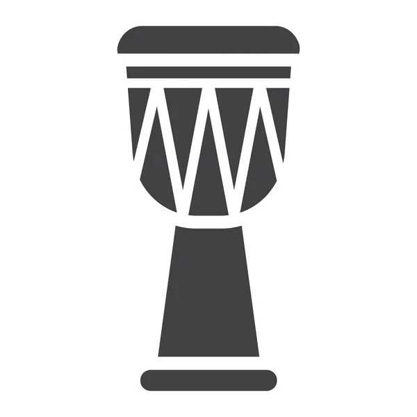 African Djembe Icono de glifo de tambor, música e instrumento, gráficos vectoriales de signos de sonido, un patrón sólido sobre un fondo blanco, eps 10 . — Vector de stock