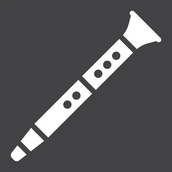 Icono de glifo de clarinete, música e instrumento, gráficos vectoriales de signos de jazz, un patrón sólido sobre un fondo negro, eps 10 . — Vector de stock