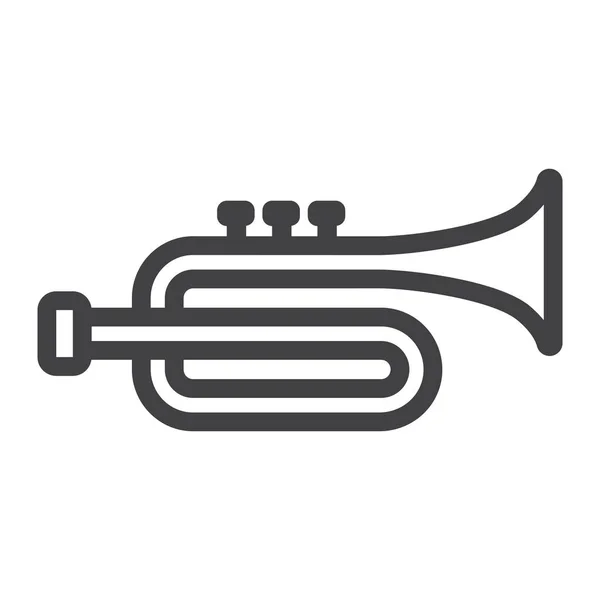 Pictogram van de lijn van de trompet, muziek en instrument, geluid teken vector graphics, een lineair patroon op een witte achtergrond, eps 10. — Stockvector