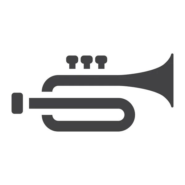 Ícone de glifo trompete, música e instrumento, sinais sonoros gráficos vetoriais, um padrão sólido em um fundo branco, eps 10 . —  Vetores de Stock