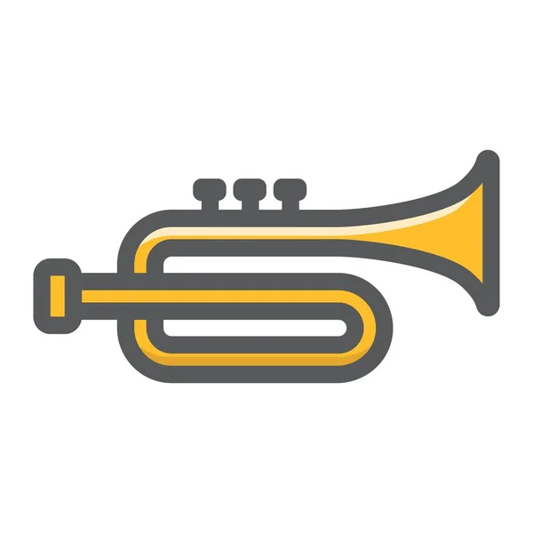 Trumpet riempito icona contorno, musica e strumento, grafica vettoriale segno sonoro, un modello di linea colorata su uno sfondo bianco, eps 10 . — Vettoriale Stock