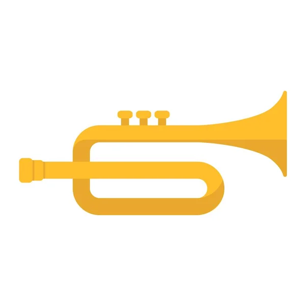 Trompeta icono plano, música e instrumento, gráficos vectoriales signo de sonido, un patrón sólido de colores sobre un fondo blanco, eps 10 . — Vector de stock