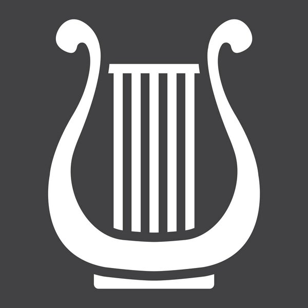Ancient Greek Lyre glyph icon, music and instrument, harp sign vector graphics, a solid pattern on a black background, eps 10.