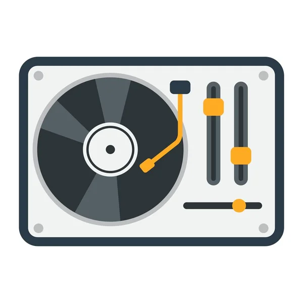 Plattenspieler-Ikone, Musik und Instrument, Vinyl-Zeichenvektorgrafik, ein buntes durchgehendes Muster auf weißem Hintergrund, Folge 10. — Stockvektor