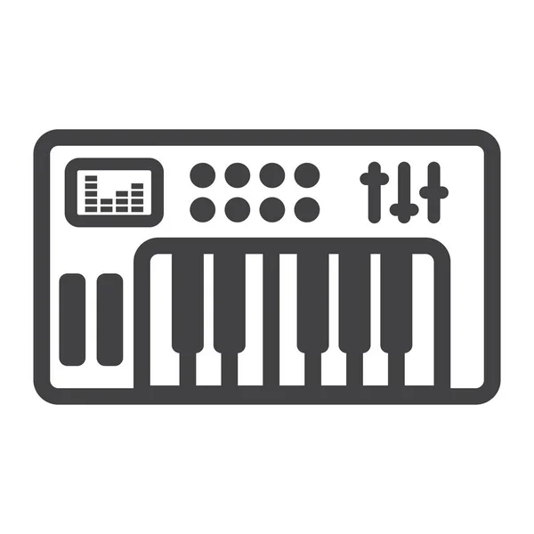 Icône de ligne de synthétiseur analogique, musique et instrument, graphiques vectoriels de signe de piano, un motif linéaire sur un fond blanc, eps 10 . — Image vectorielle