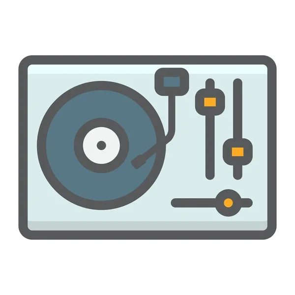 Turntable preenchido ícone contorno, música e instrumento, vinil sinal vetor gráficos, um padrão de linha colorida em um fundo branco, eps 10 . —  Vetores de Stock