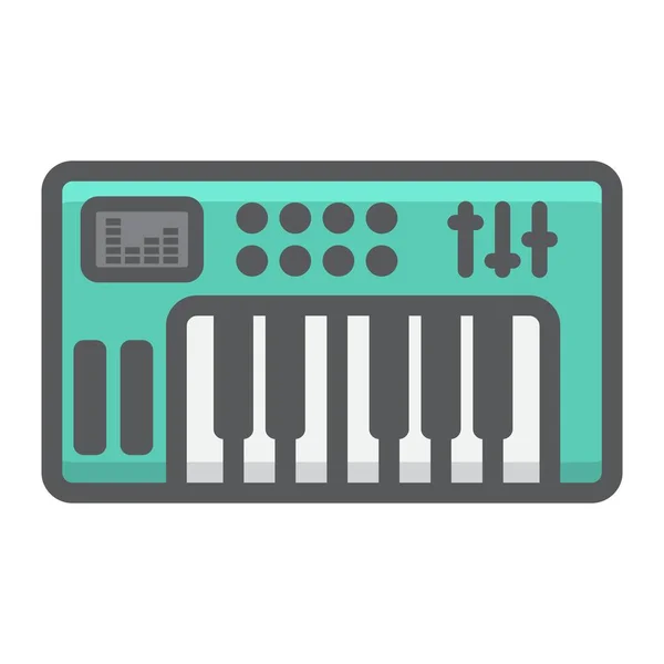 Analóg szintetizátor töltött szerkezeti ikon, a zene és a hangszer, zongora jel vektor grafika, egy fehér háttér, eps 10 színes vonalminta. — Stock Vector