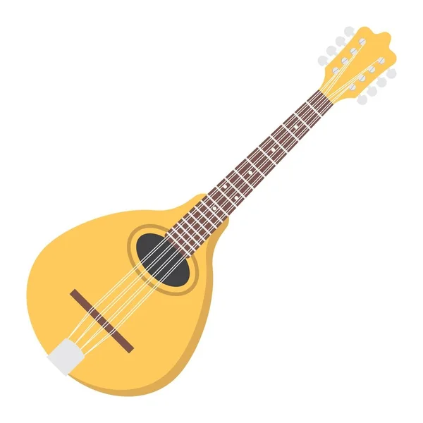 曼陀林平面图标, 音乐和乐器, 声音符号矢量图形, 白色背景上的彩色固体图案, eps 10. — 图库矢量图片