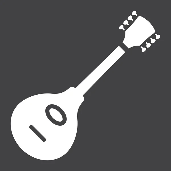 Icono de glifo mandolín, música e instrumento, gráficos vectoriales de signos de sonido, un patrón sólido sobre un fondo negro, eps 10 . — Archivo Imágenes Vectoriales