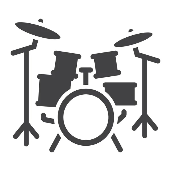 Drum Kit Glyphen-Ikone, Musik und Instrument, Beat-Zeichen-Vektorgrafik, ein durchgehendes Muster auf weißem Hintergrund, Folge 10. — Stockvektor