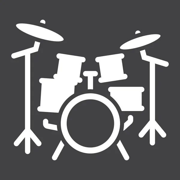 Kit tambour icône glyphe, musique et instrument, graphismes vectoriels de signe de battement, un motif solide sur un fond noir, eps 10 . — Image vectorielle