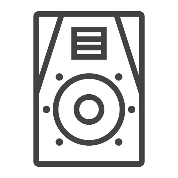 오디오 모니터 선 아이콘, 음악, 악기, 소리 기호 벡터 그래픽, 흰색 배경, eps 10에 선형 패턴. — 스톡 벡터