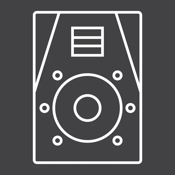 Audio Monitor icono de línea, música e instrumento, gráficos vectoriales de señales de sonido, un patrón lineal sobre un fondo negro, eps 10 . — Vector de stock