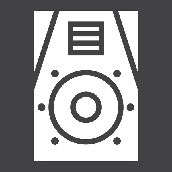 Moniteur audio icône de glyphe, musique et instrument, signes sonores graphiques vectoriels, un motif solide sur un fond noir, eps 10 . — Image vectorielle