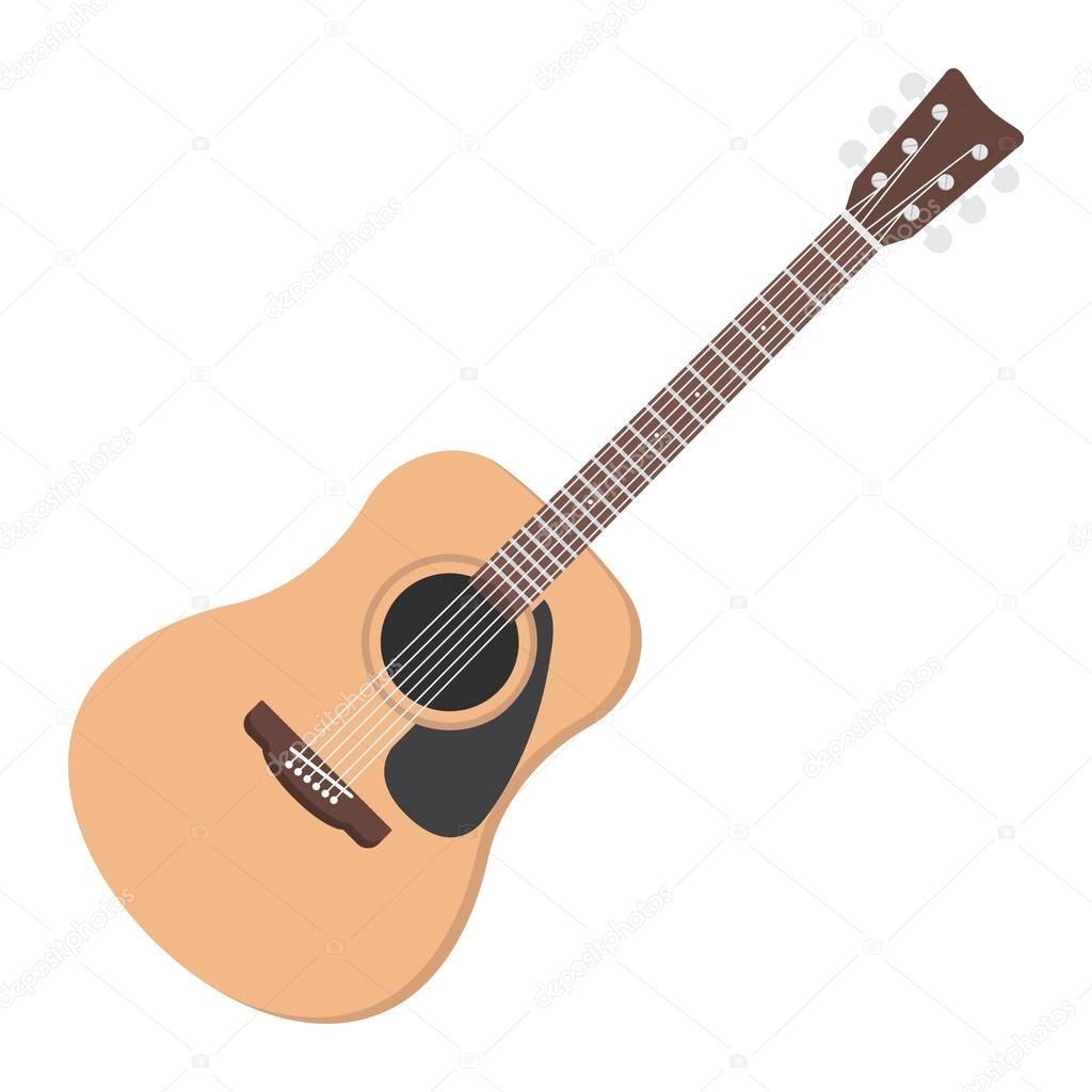 Acoustic guitar flat icon, music and instrument, sound sign vector graphics, a colorful solid pattern on a white background, eps 10.