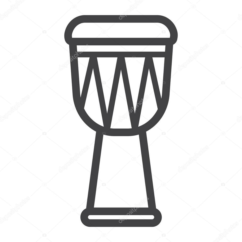 African Djembe Drum line icon, music and instrument, sound sign vector graphics, a linear pattern on a white background, eps 10.