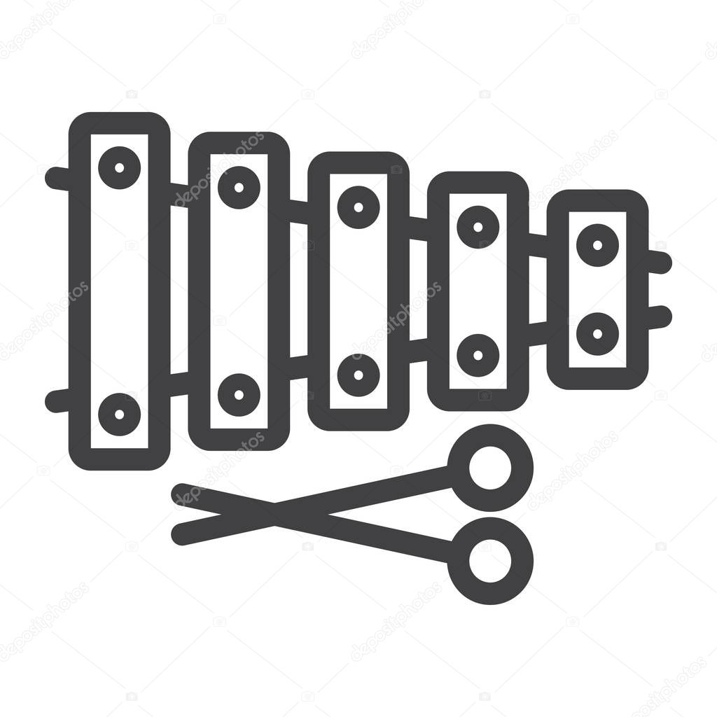 Xylophone line icon, music and instrument, sound sign vector graphics, a linear pattern on a white background, eps 10.