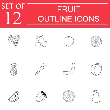 Meyve simge seti, organik gıda vejetaryen satır