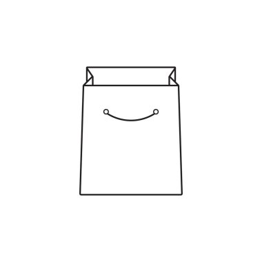 alışveriş çantası satırı simgesi, anahat vektör