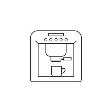 Kahve makinesi satırı simgesi, anahat vektör
