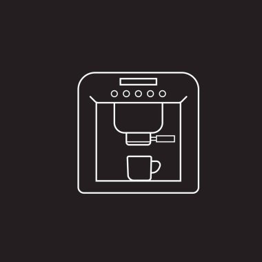 Kahve makinesi satırı simgesi, anahat vektör