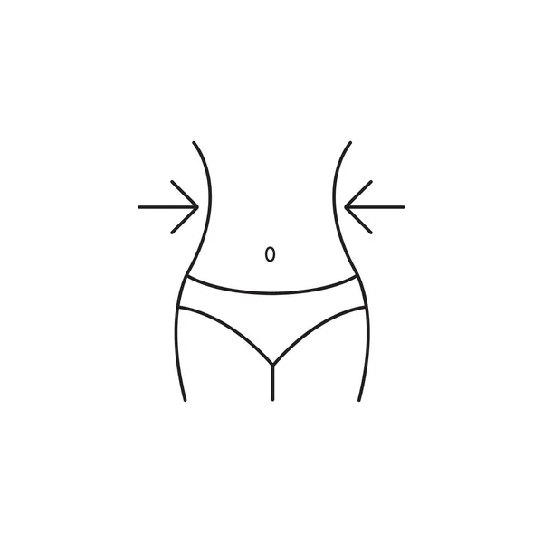 Значок лінії втрати ваги, жіноча талія — стоковий вектор