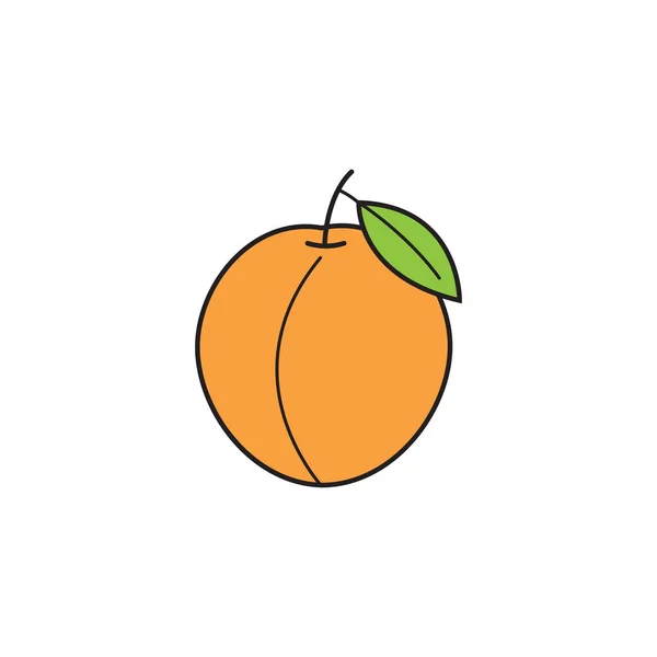 Ikona brzoskwinia linia ciągła, zdrowe owoce, — Wektor stockowy