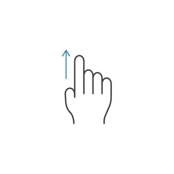 Swipe up finger line icon, touch and hand gestures — Stock Vector