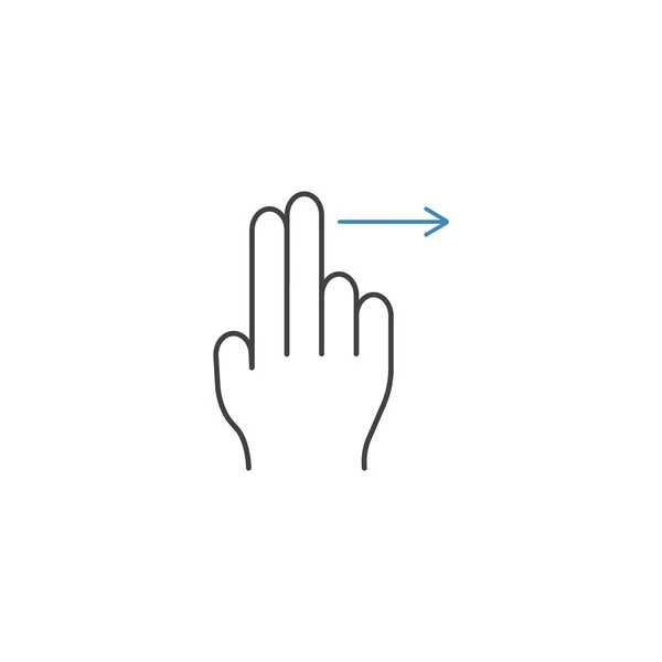 2 Палець протягніть праву лінію піктограму, жести рук — стоковий вектор
