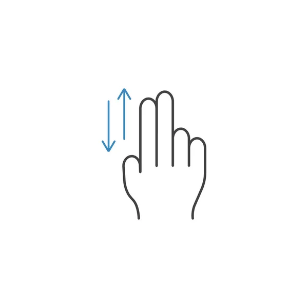 2 prstu nahoru a dolů po čáře, gesta rukou — Stockový vektor
