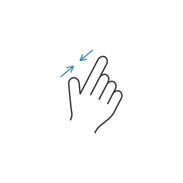 2 doigt zoom arrière icône de ligne, gestes de la main — Image vectorielle