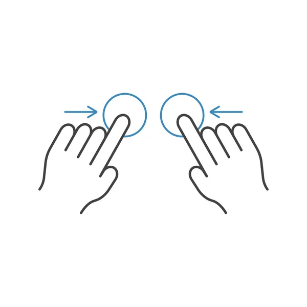 Icono de línea de pellizco de dos manos, gestos de mano — Vector de stock
