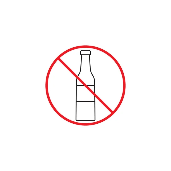 No alcohol line icon, red prohibited sign, — Stock Vector