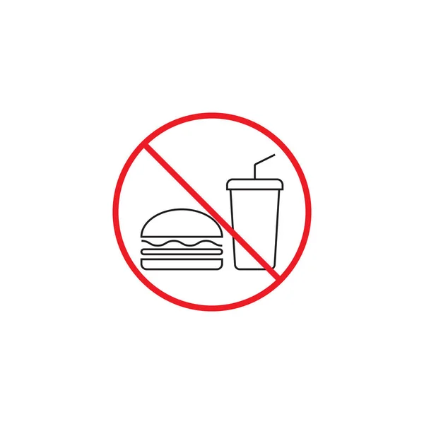 No food line icon, no eating red prohibited sign — Stock Vector