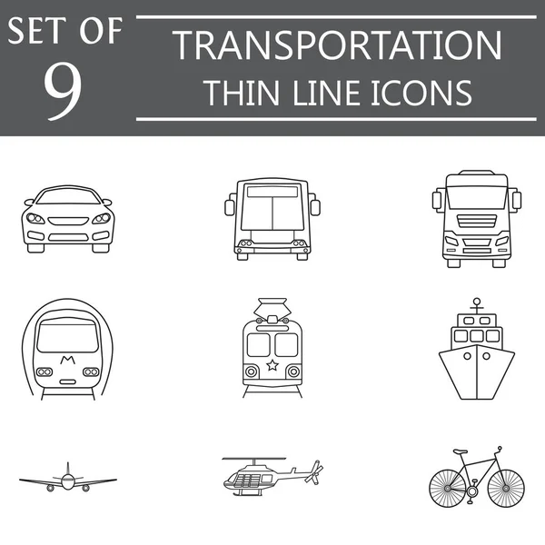 Conjunto de iconos de línea de transporte, transporte público — Vector de stock
