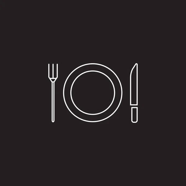 Plaque de fourchette et couteau ligne icône, vaisselle — Image vectorielle