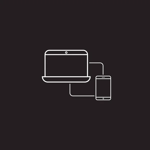 Ícone de linha de dispositivos de sincronização, logotipo do vetor de contorno — Vetor de Stock