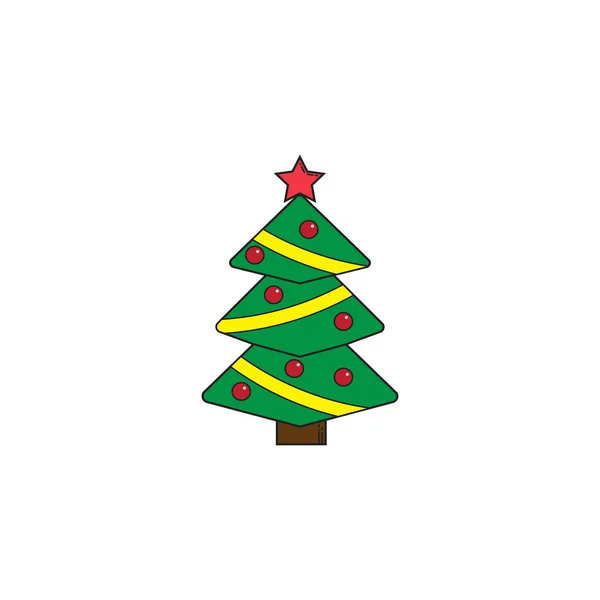Juletræ fast ikon, dekorationer med stjerne – Stock-vektor