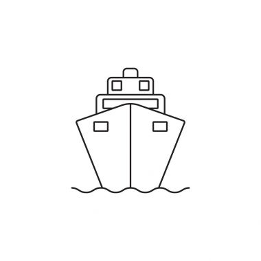 Cruise gemi satırı simgesi, anahat vektör logo illüstrasyon, doğrusal