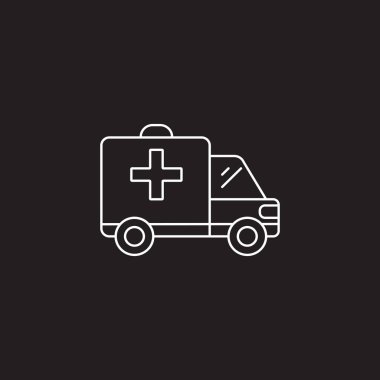 Ambulans araba satırı simgesi, anahat vektör logo illüstrasyon, linea