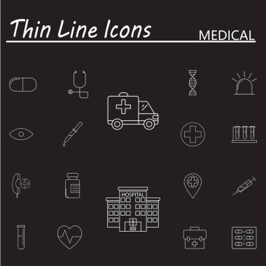 Tıp ve sağlık hattı Icons set tıbbi anahat vektör işaret