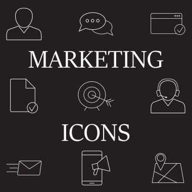 Başlangıç satırı Icons set, anahat vektör simgesi toplama, doğrusal