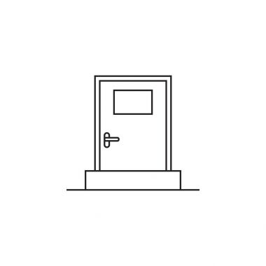 kapı ince çizgi simgesi, anahat vektör logo illüstrasyon, doğrusal pi
