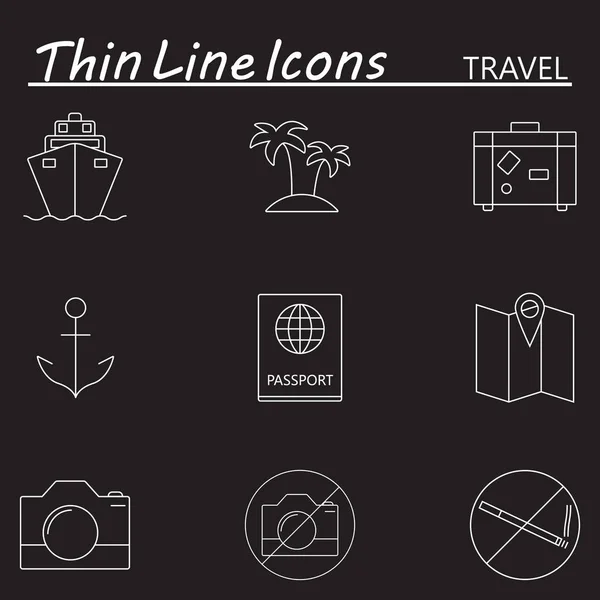 Viajes y turismo conjunto de iconos de línea, contorno símbolo vectorial recoger — Vector de stock