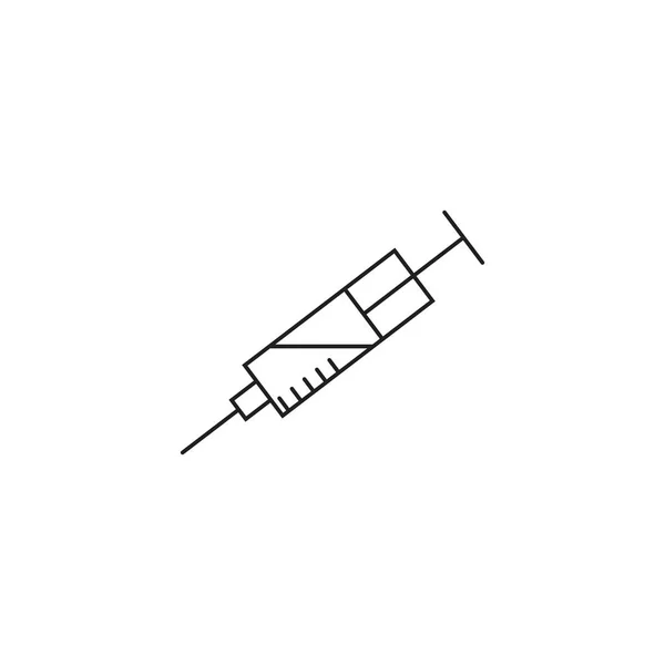 Symbol szczepionki. Strzykawka linii ikona, krótsze logo wektor zarys. — Wektor stockowy